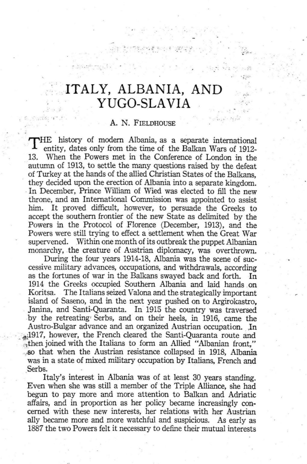 Italy, Albania, A.Nd Yugo-Slavia