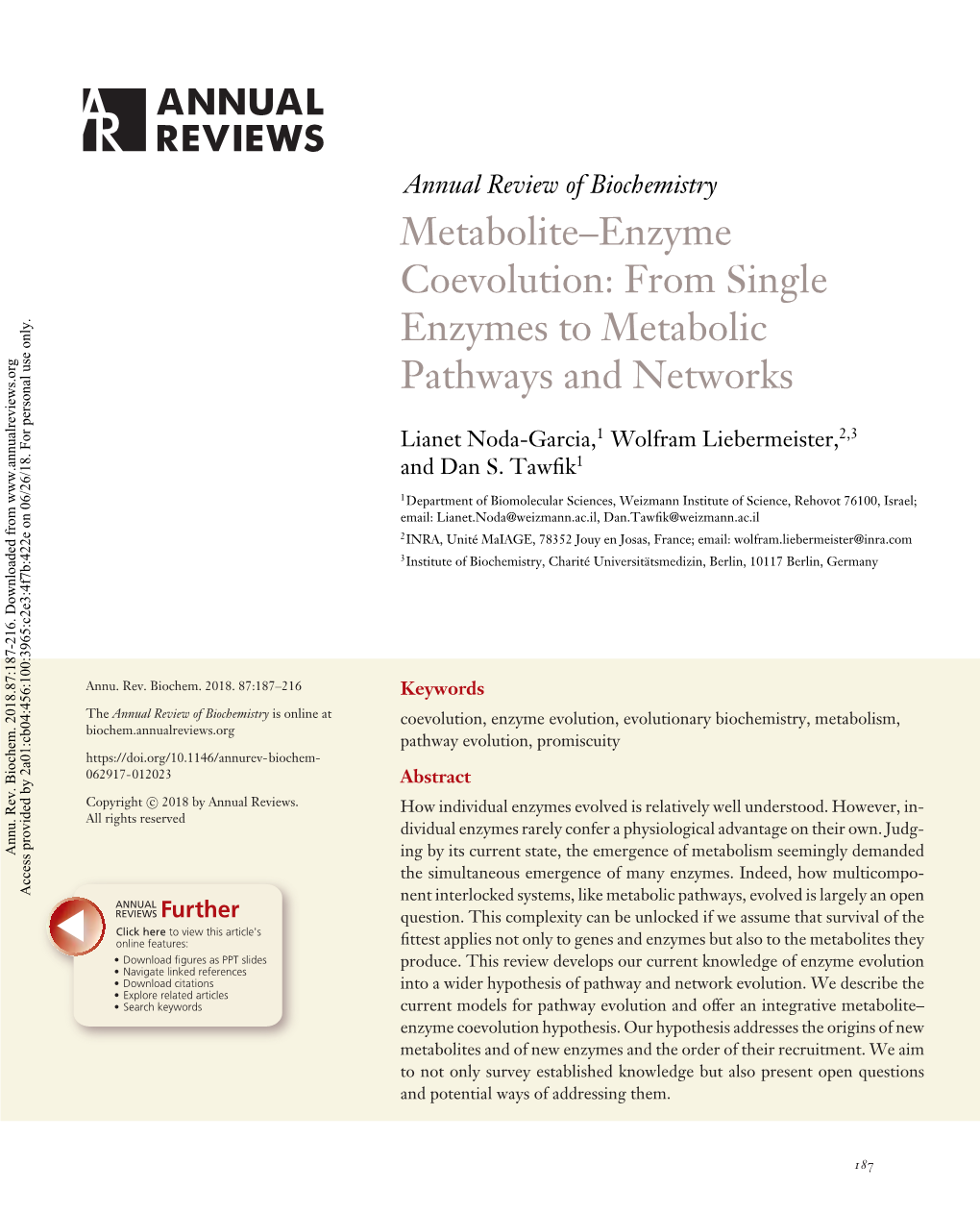 Metabolite–Enzyme Coevolution: from Single Enzymes to Metabolic Pathways and Networks