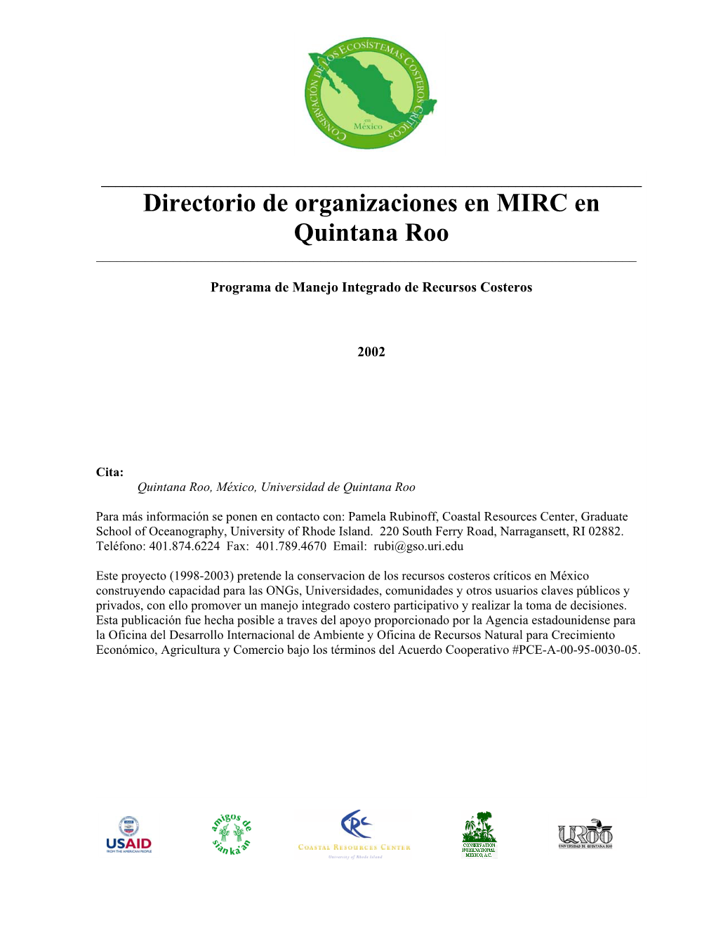 Directorio De Organizaciones En MIRC En Quintana Roo ______