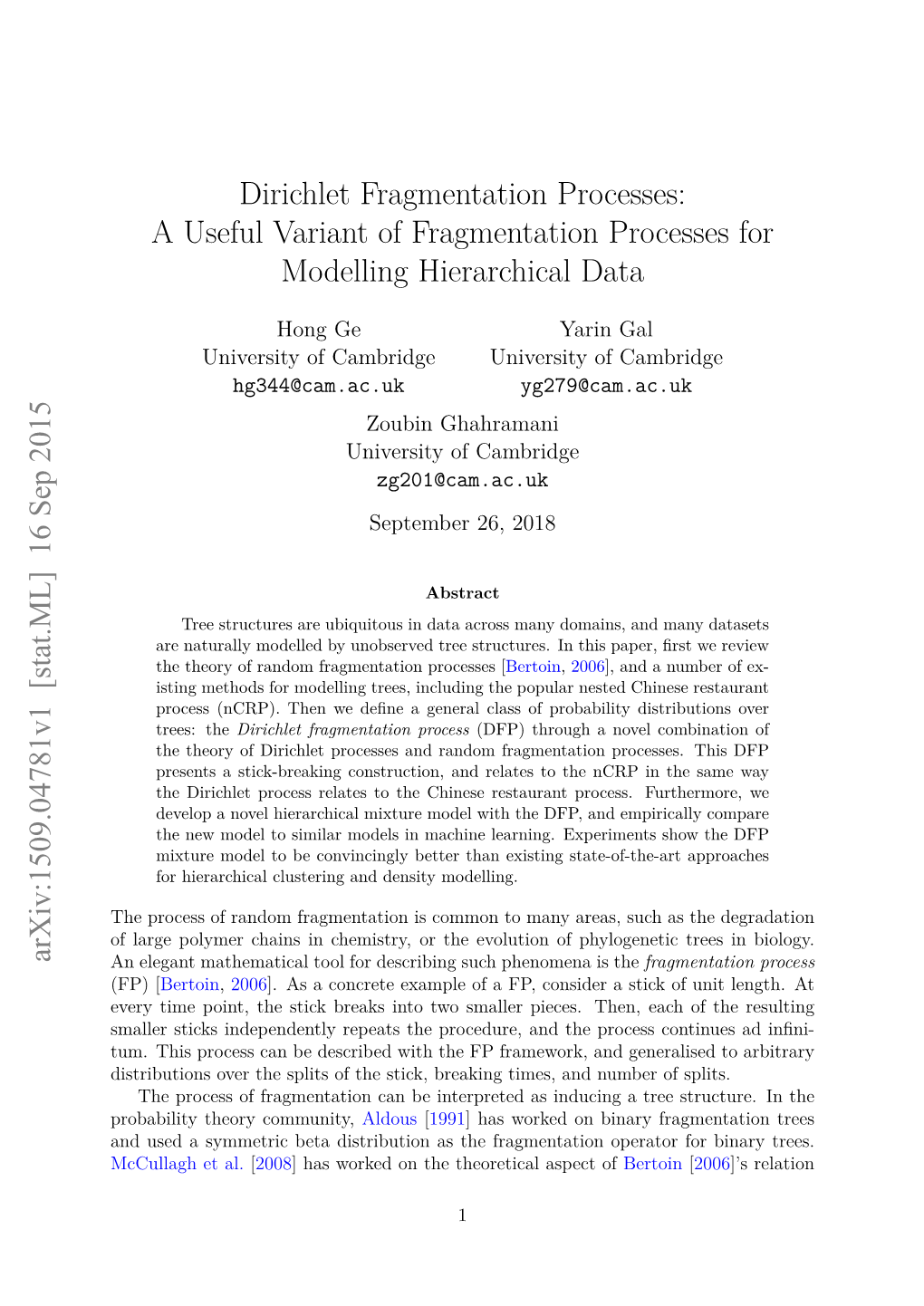 Dirichlet Fragmentation Processes: a Useful Variant of Fragmentation Processes for Modelling Hierarchical Data