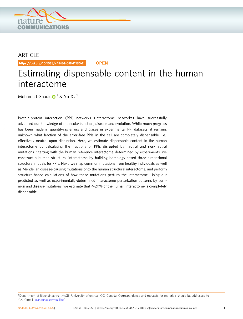 Estimating Dispensable Content in the Human Interactome