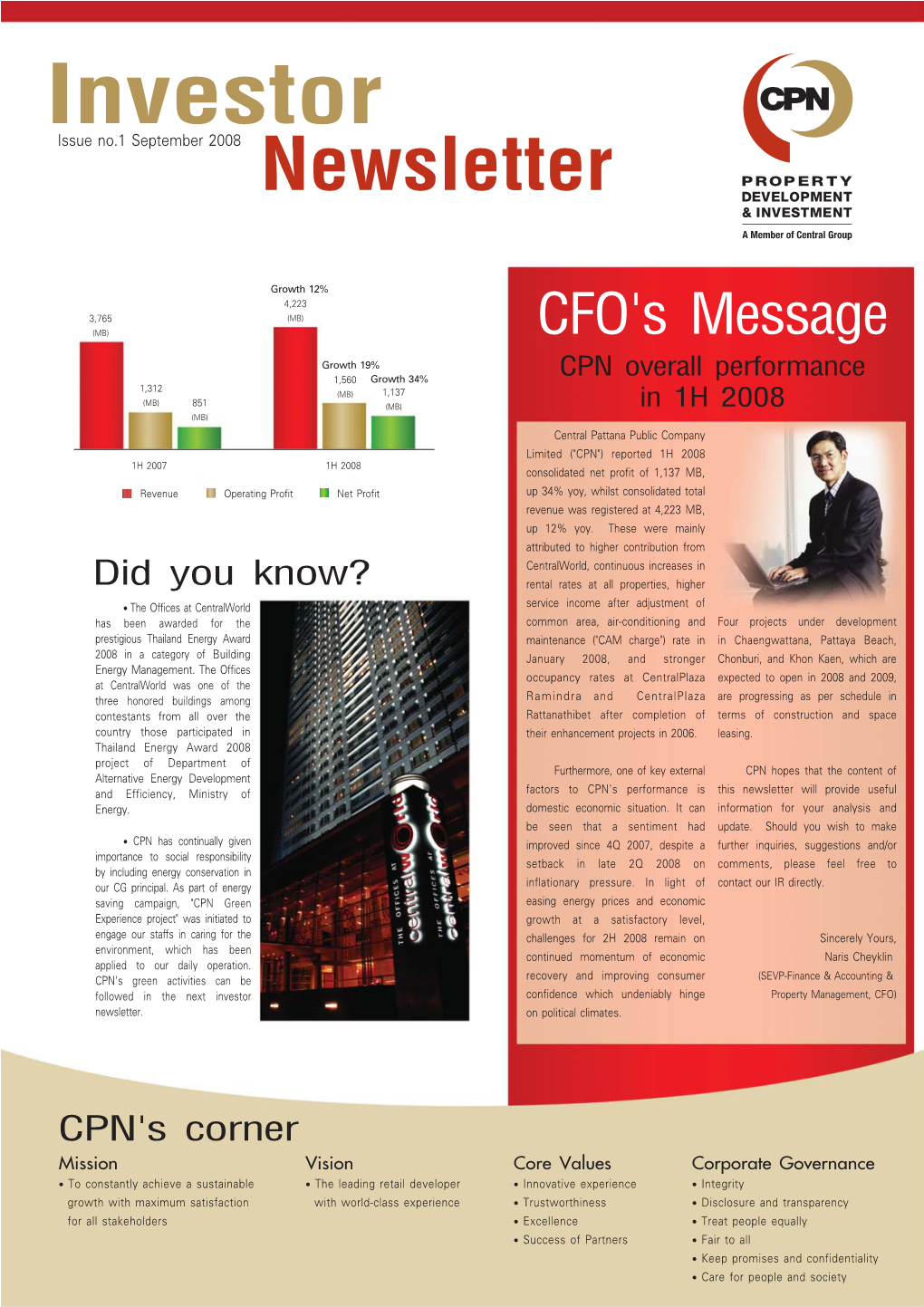 CFO's Message