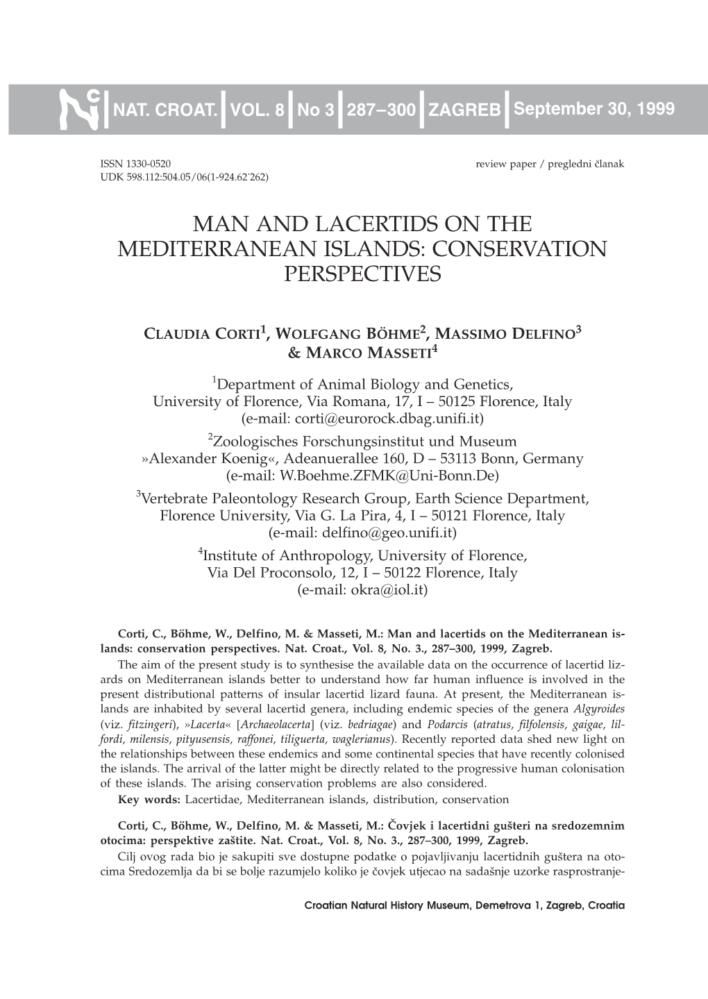 Man and Lacertids on the Mediterranean Islands: Conservation Perspectives