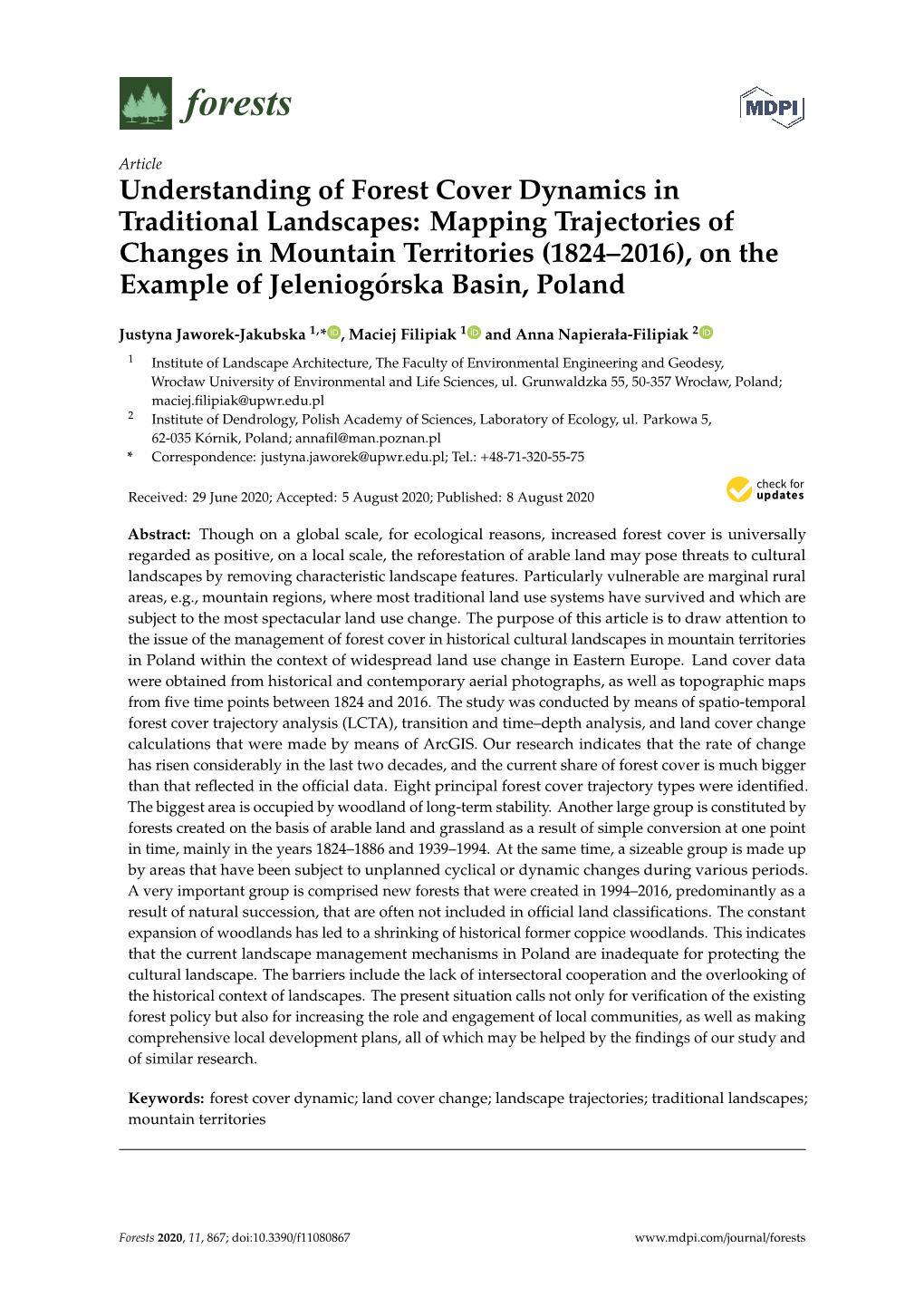 Understanding of Forest Cover Dynamics in Traditional Landscapes