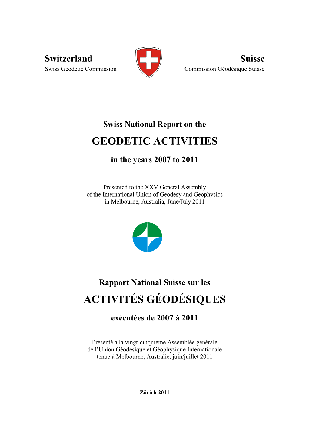 Switzerland Suisse Swiss Geodetic Commission Commission Géodésique Suisse