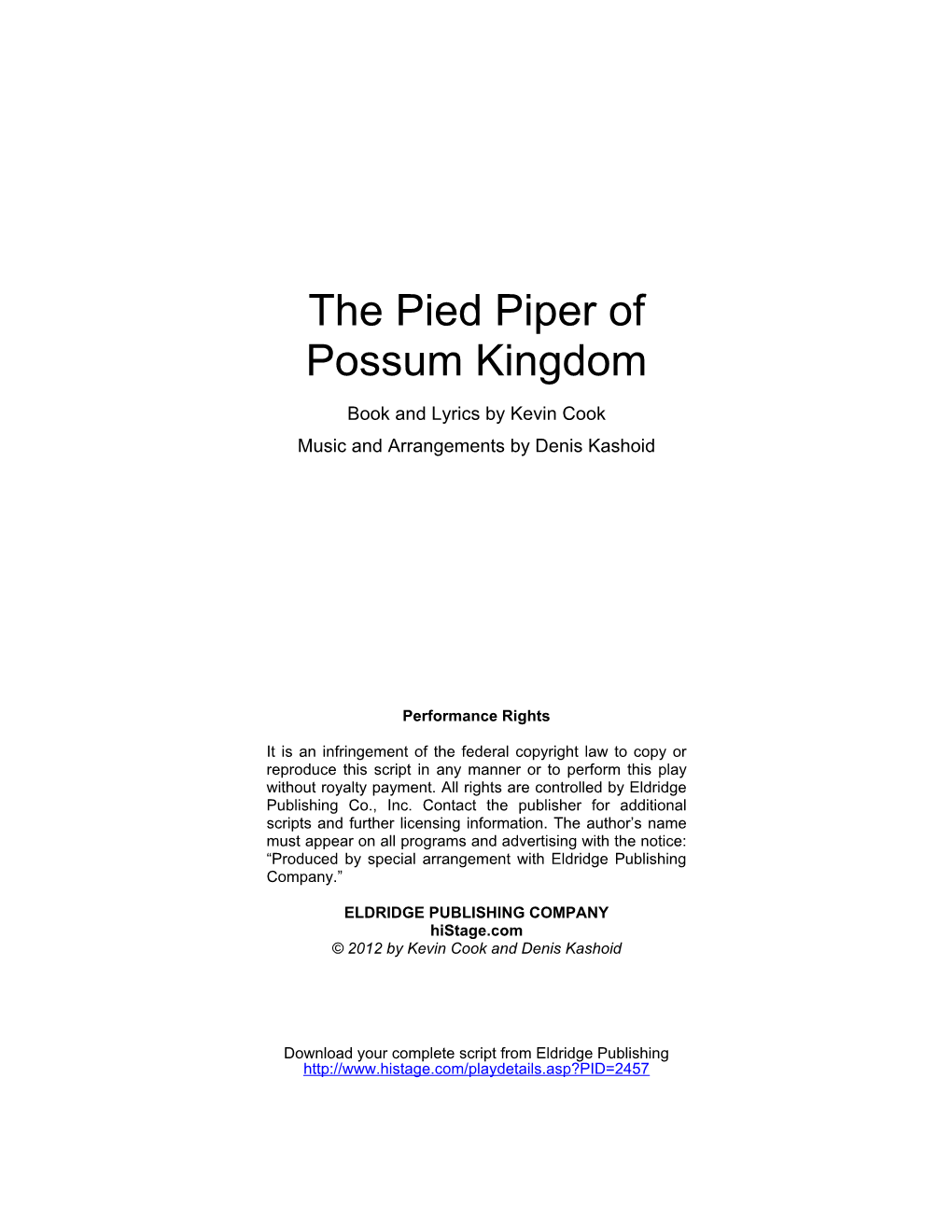 The Pied Piper of Possum Kingdom