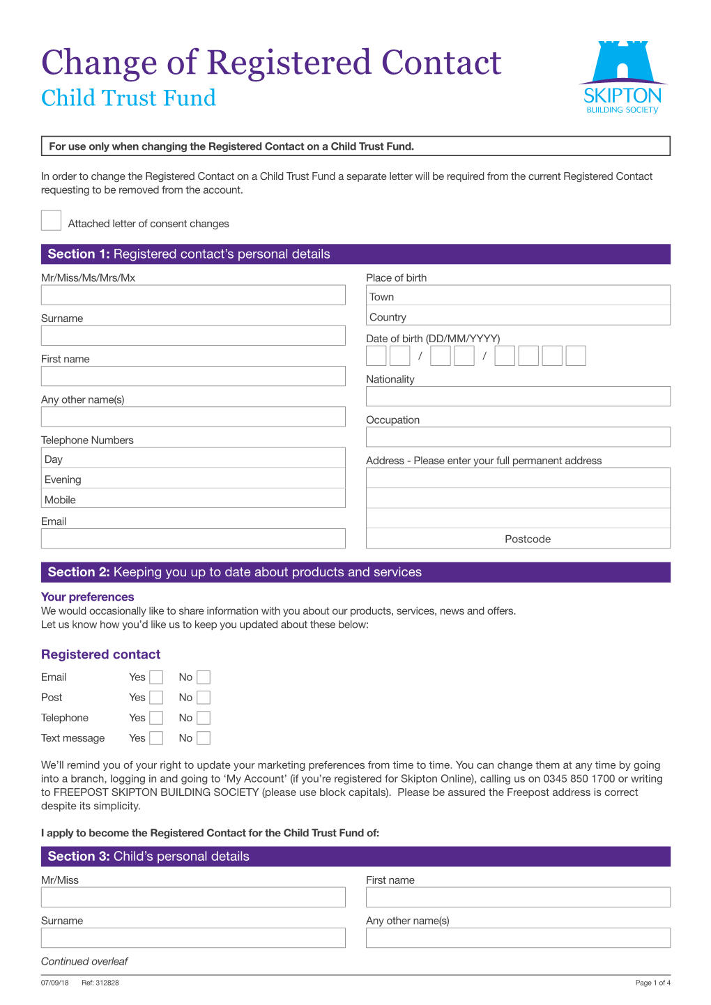 Change of Registered Contact Child Trust Fund