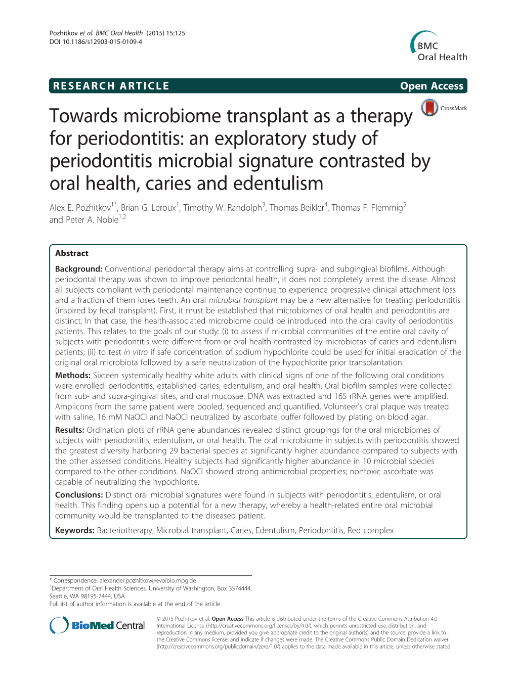 Towards Microbiome Transplant As a Therapy For