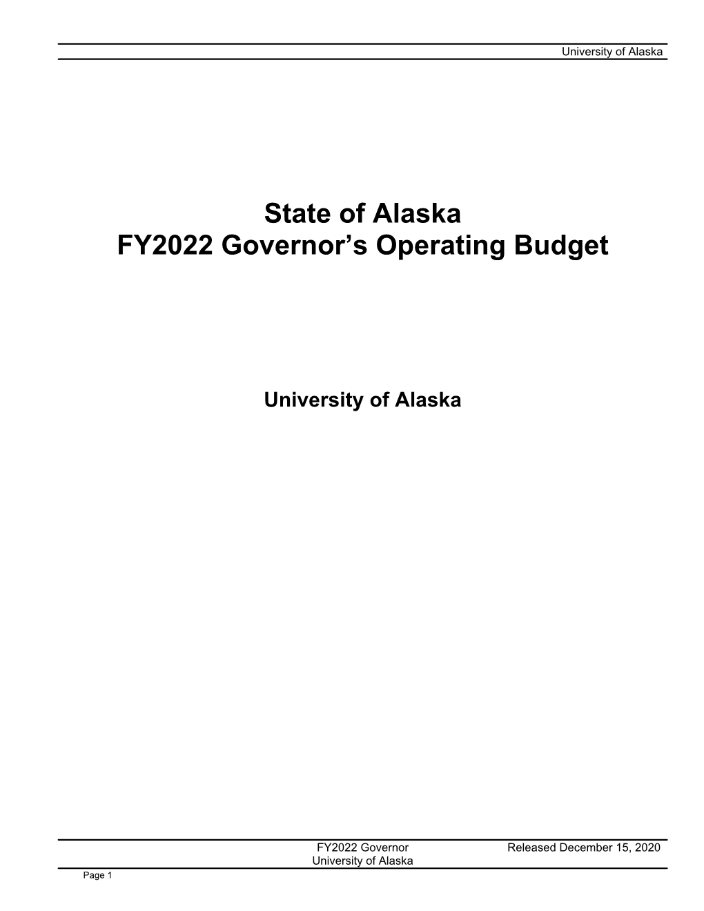 FY22 Governor Budget Book UA