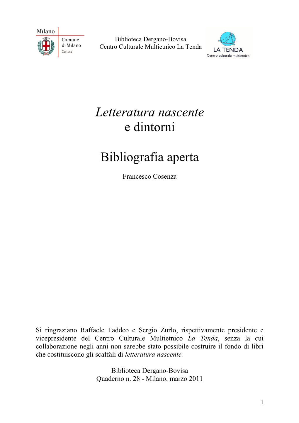 Letteratura Nascente E Dintorni Bibliografia Aperta