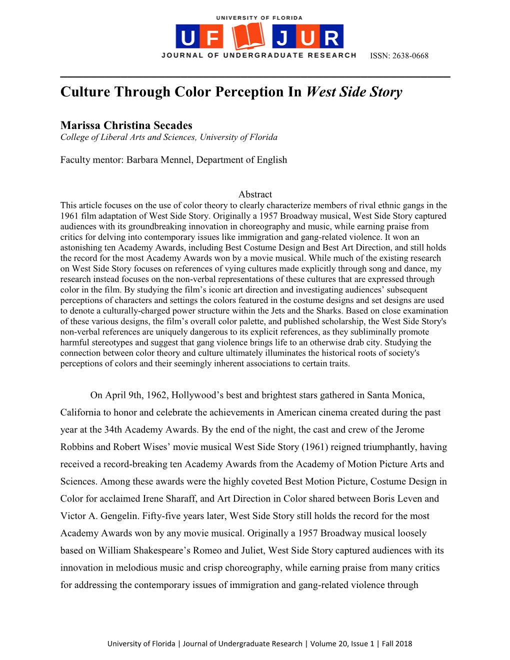Culture Through Color Perception in West Side Story