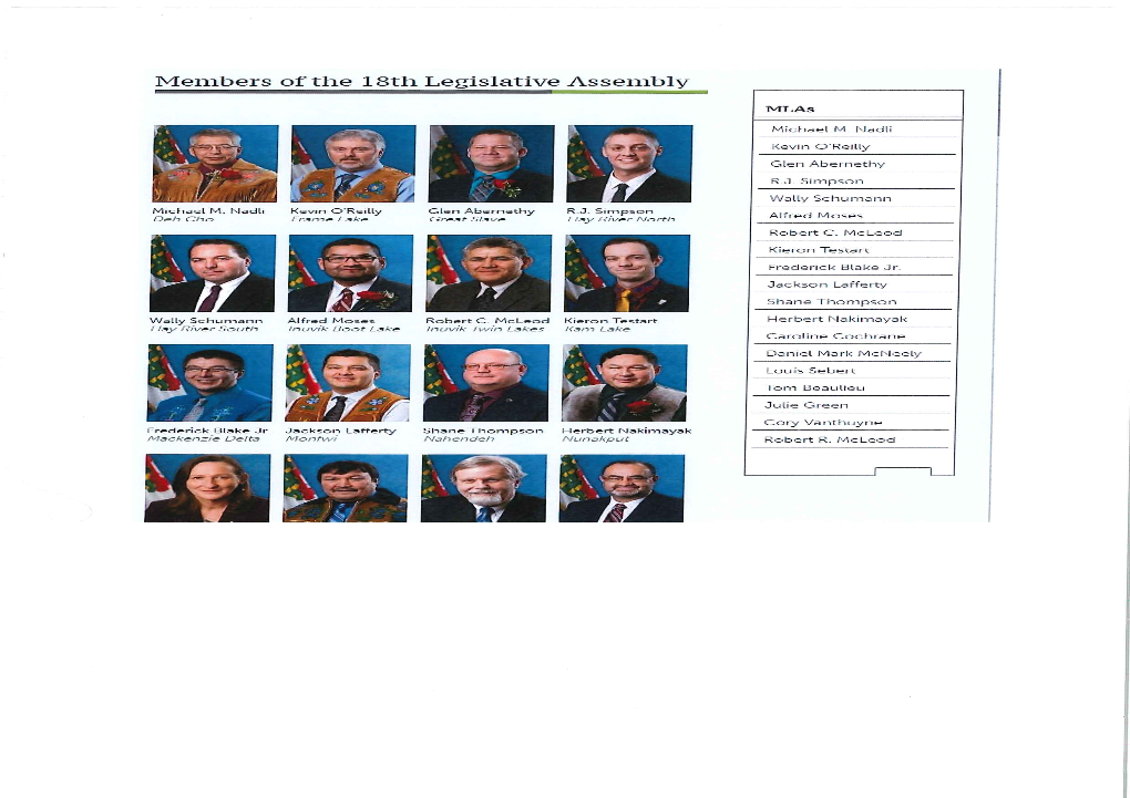Members of the 18Th Legislative Assembly