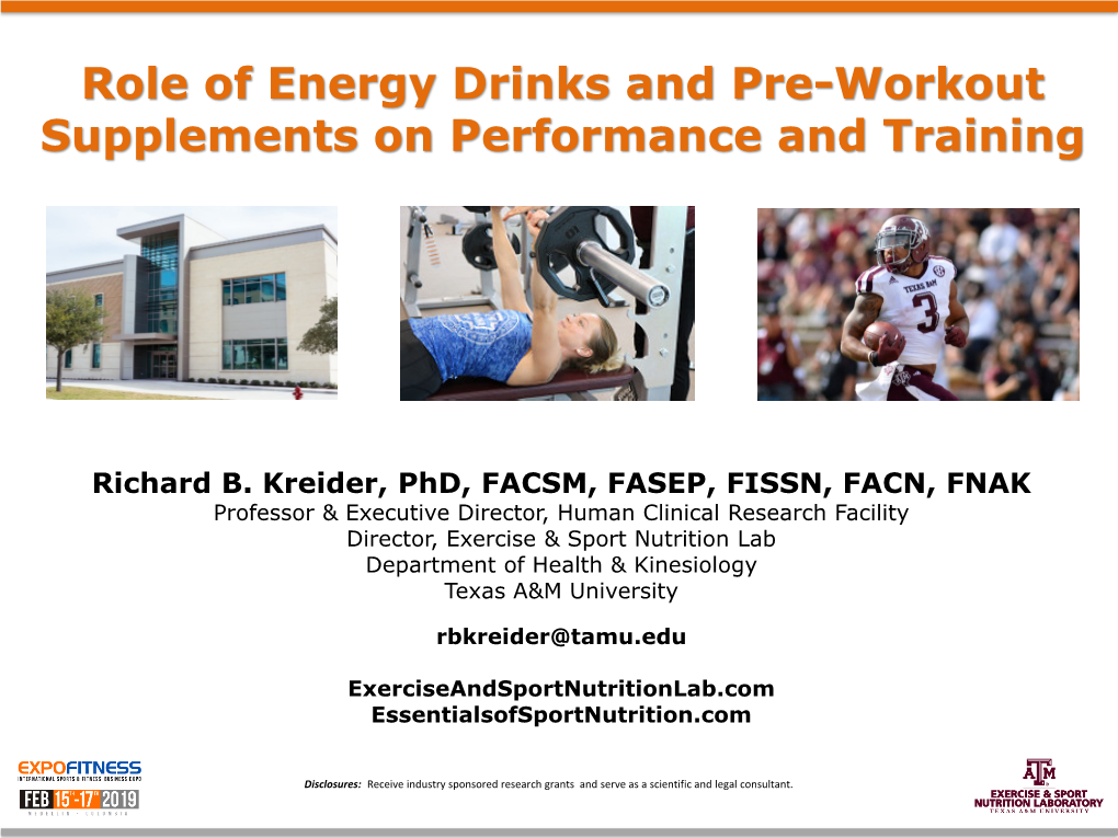 Role of Energy Drinks and Pre-Workout Supplements on Performance and Training