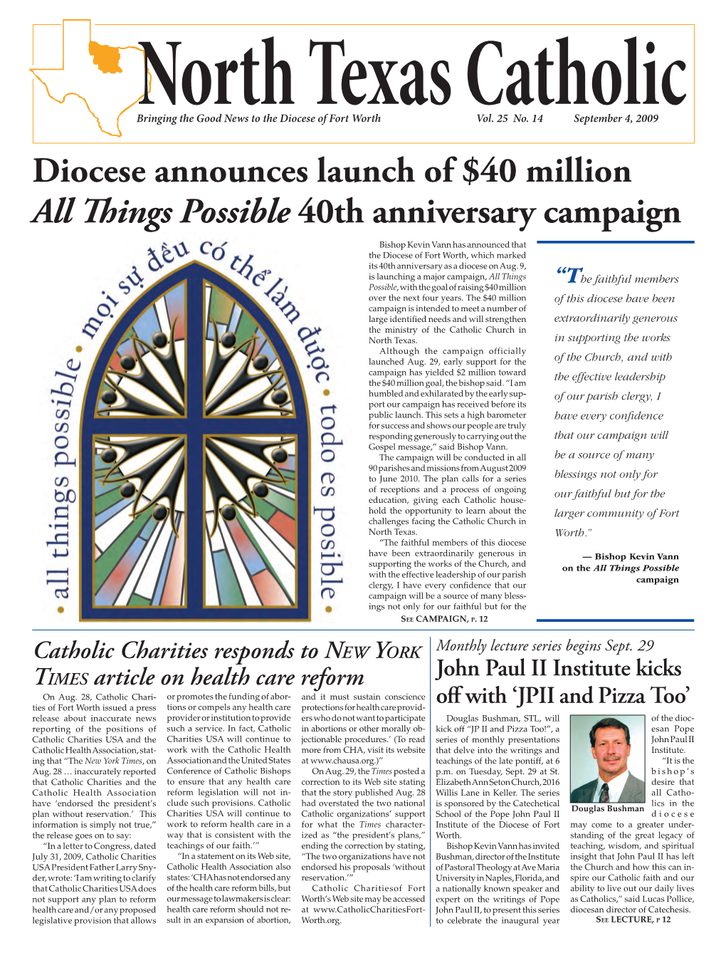 Diocese Announces Launch of $40 Million All Things Possible 40Th