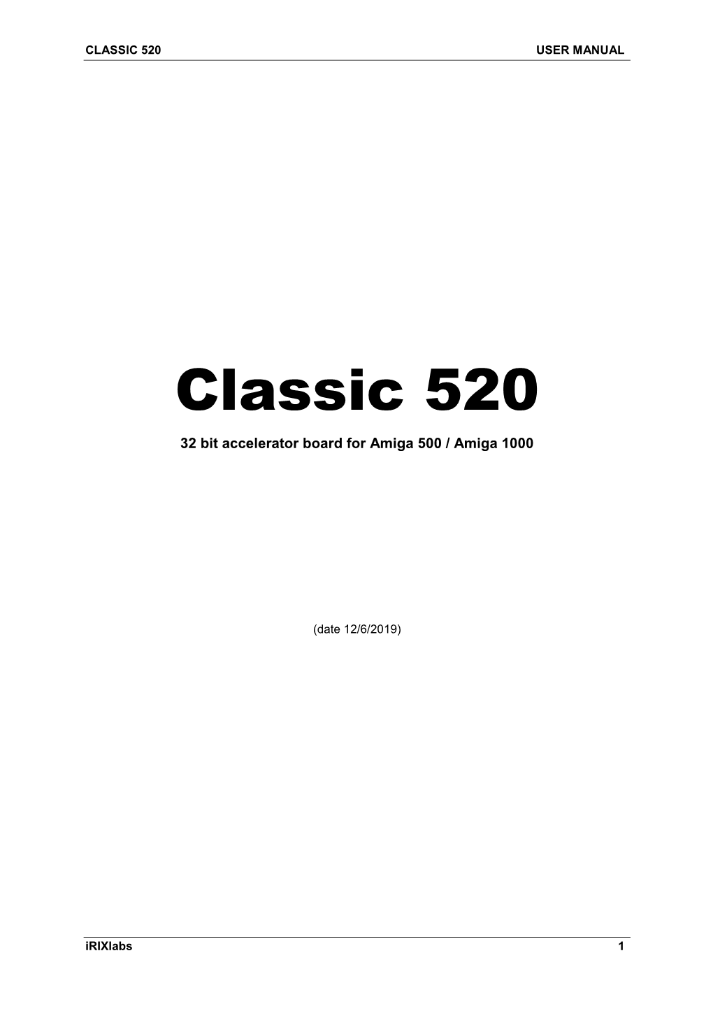 Classic 520 User Manual