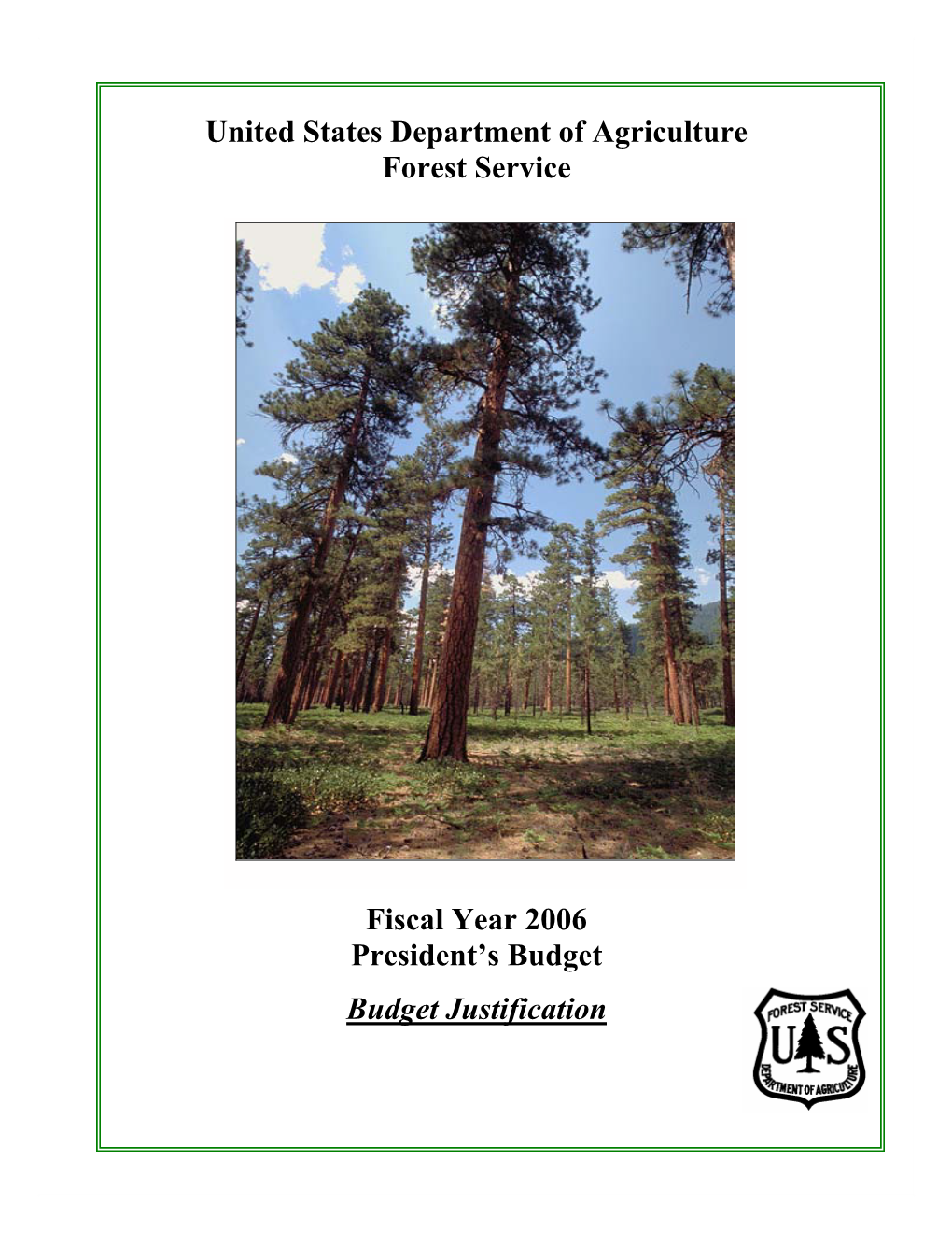 United States Department of Agriculture Forest Service Fiscal
