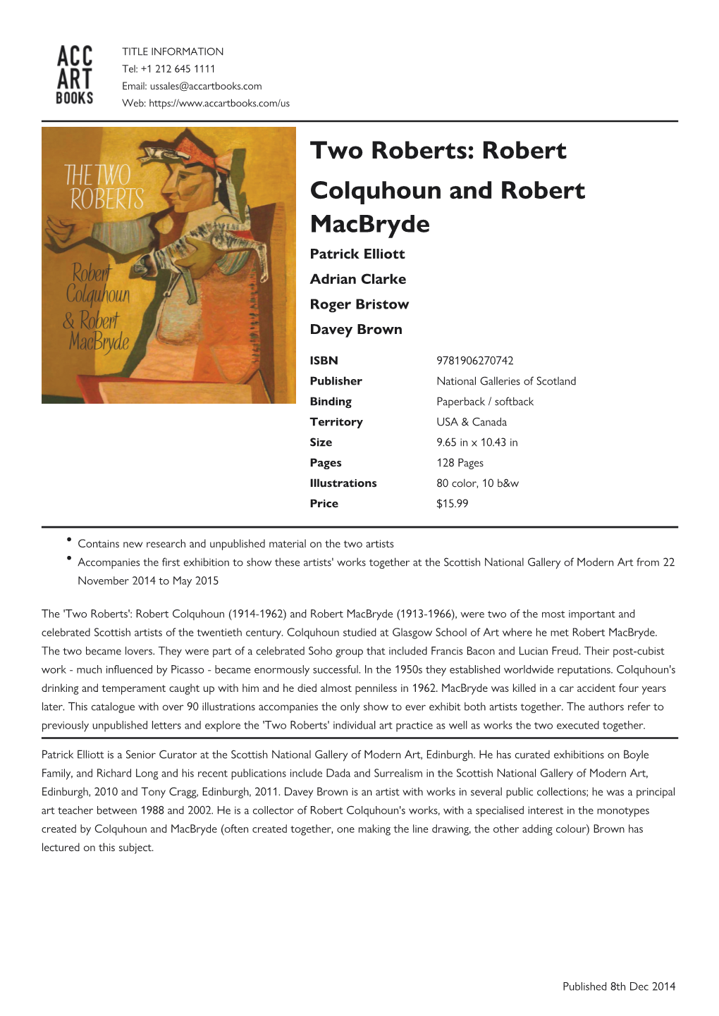 Robert Colquhoun and Robert Macbryde Datasheet