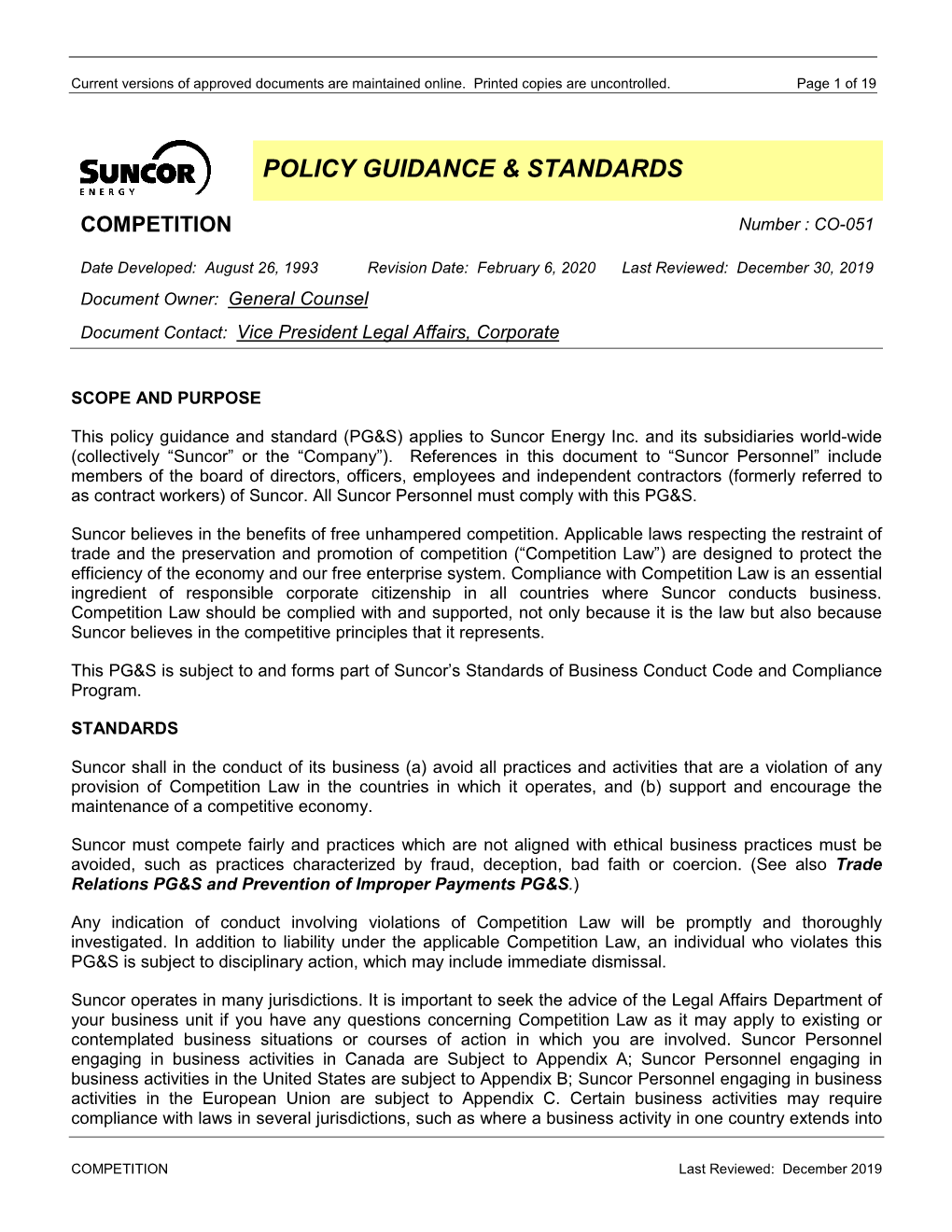 Policy Guidance & Standards