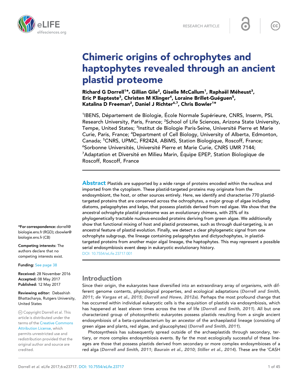 Chimeric Origins of Ochrophytes and Haptophytes Revealed Through An