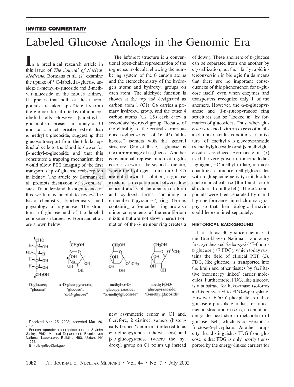 Labeled Glucose Analogs in the Genomic Era