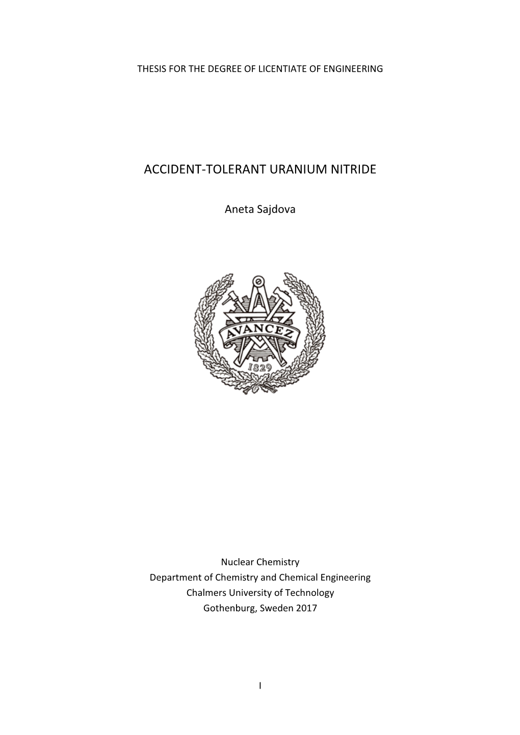 Accident-Tolerant Uranium Nitride