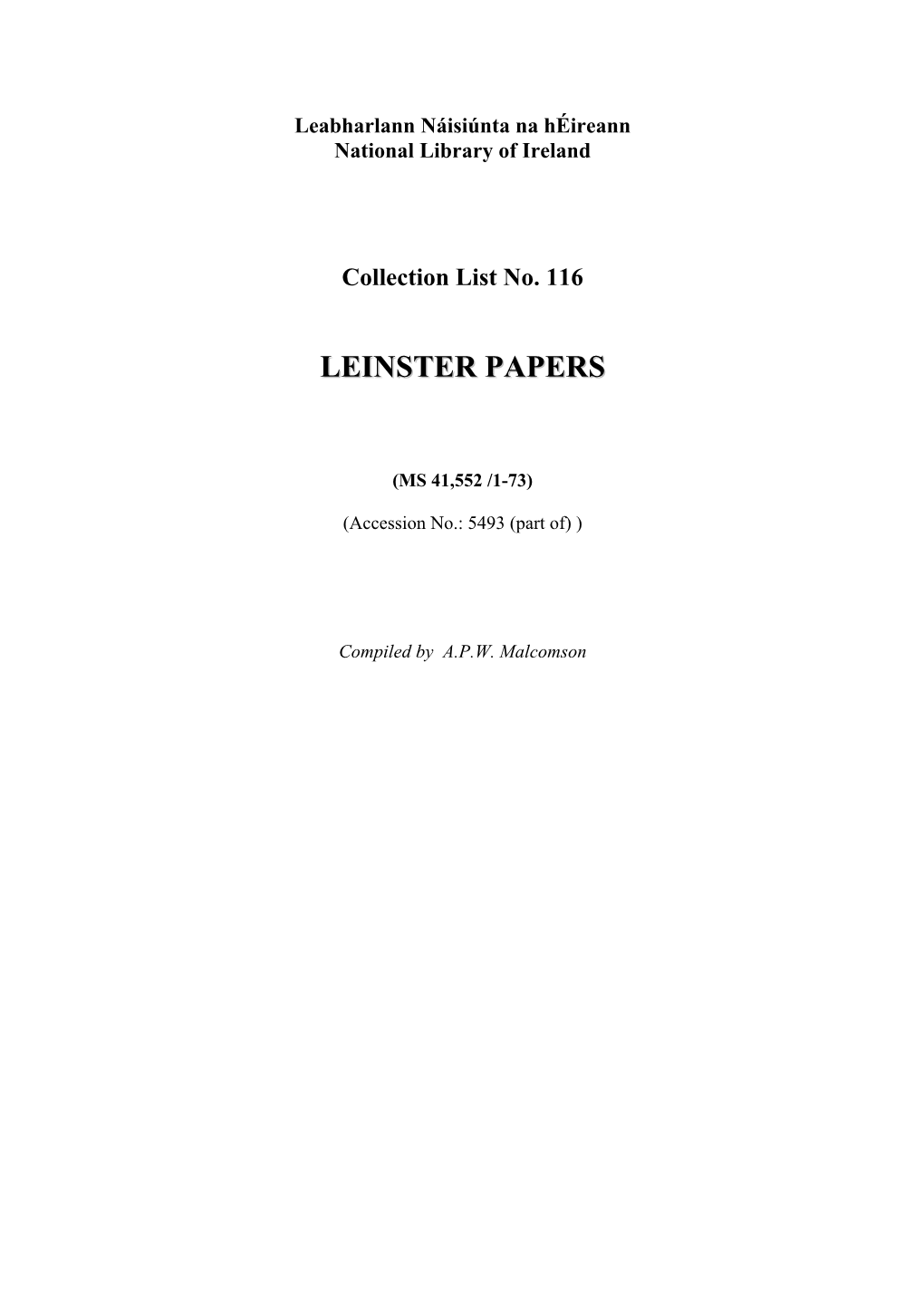 Leinster Papers