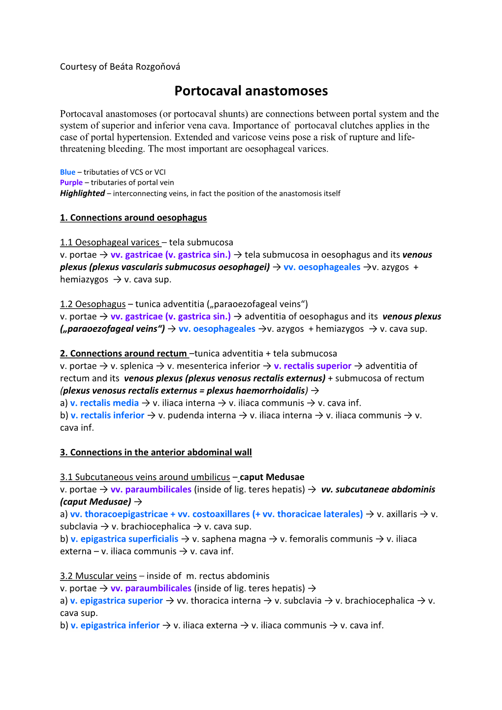 Overview of the Portocaval and Cavocaval Anastomoses