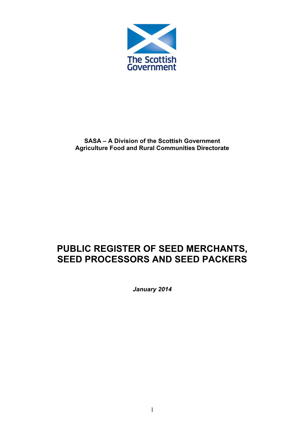 Public Register of Seed Merchants, Seed Processors and Seed Packers