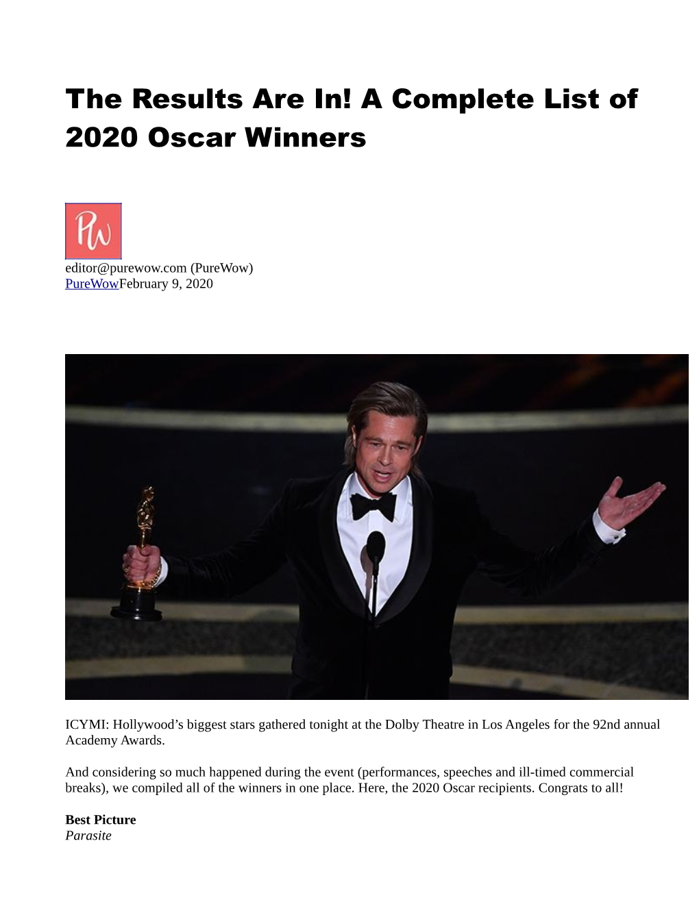 The Oscars 2020