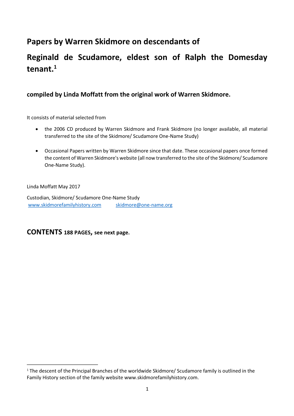 Papers by Warren Skidmore on Descendants of Reginald De Scudamore, Eldest Son of Ralph the Domesday 1 Tenant