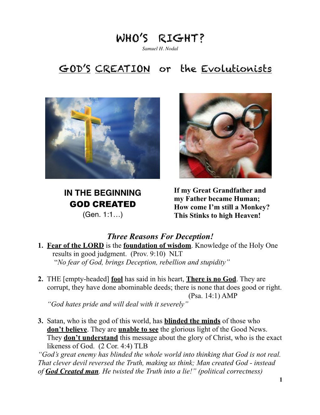 20. Who's Right? GOD Or the Evolutionists?