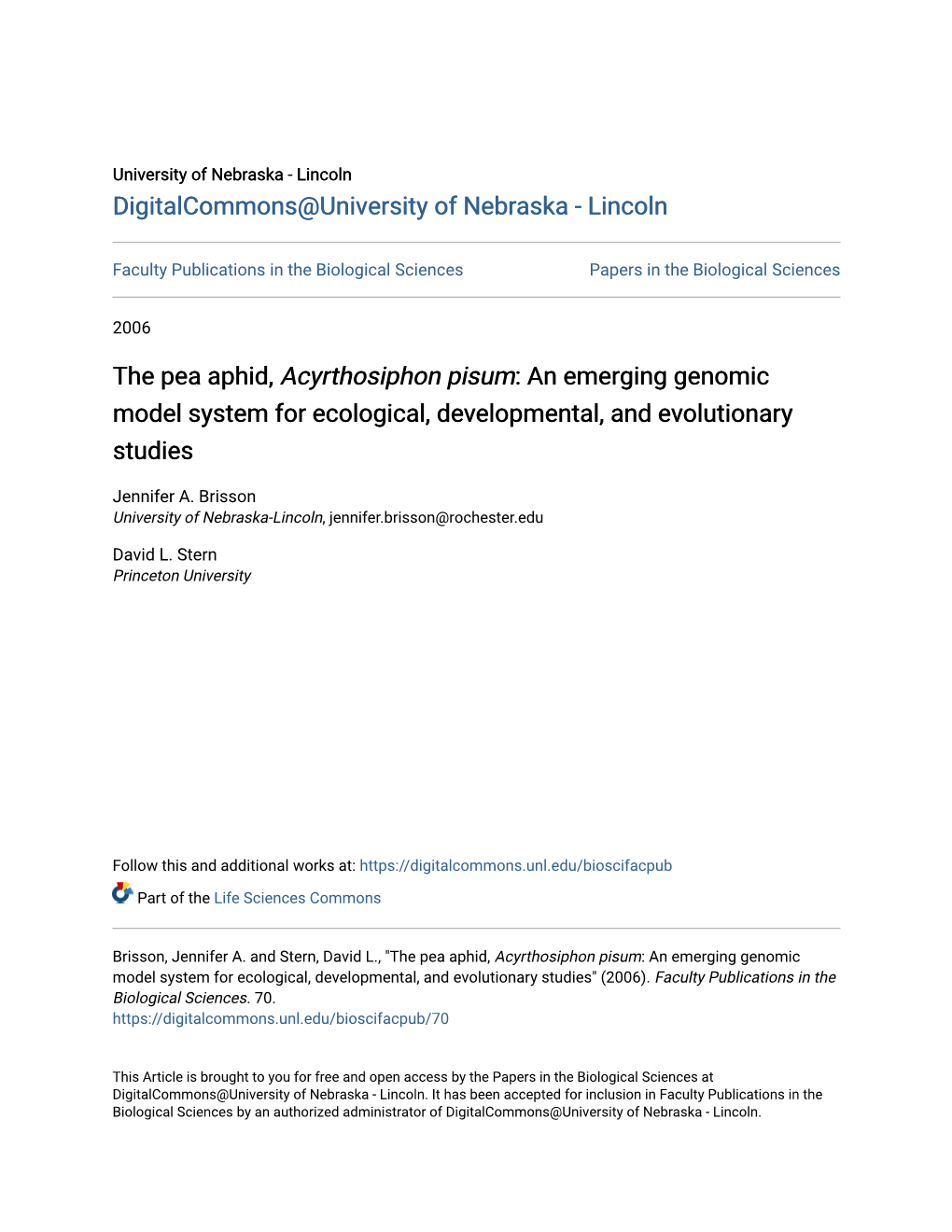 The Pea Aphid, Acyrthosiphon Pisum: an Emerging Genomic Model System for Ecological, Developmental, and Evolutionary Studies