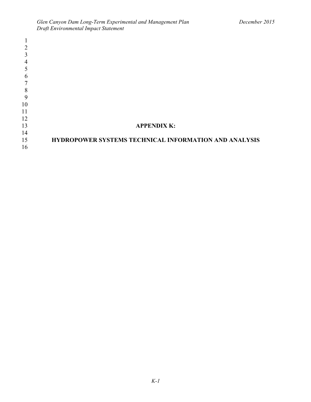 Glen Canyon Dam Long-Term Experimental and Management Plan December 2015 Draft Environmental Impact Statement