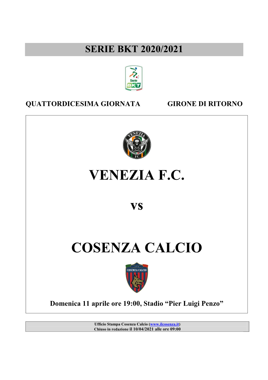 Match Program Venezia
