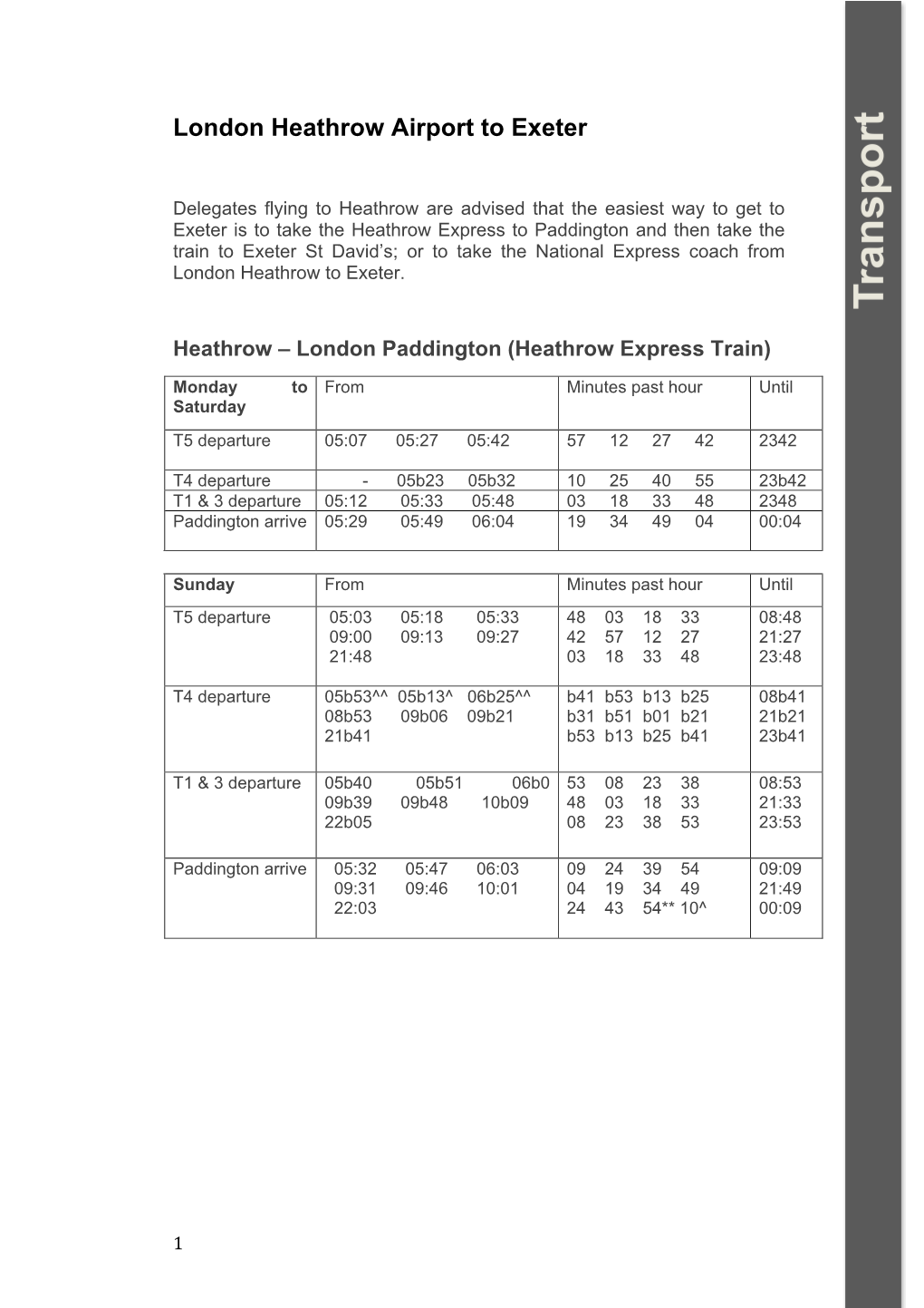 London Heathrow Airport to Exeter