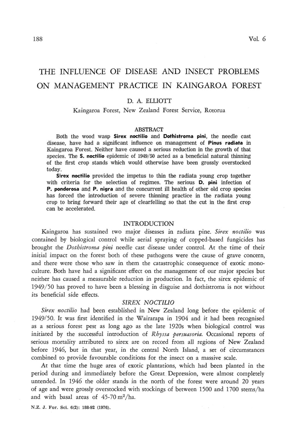 The Influence of Disease and Insect Problems on Management Practice in Kaingaroa Forest