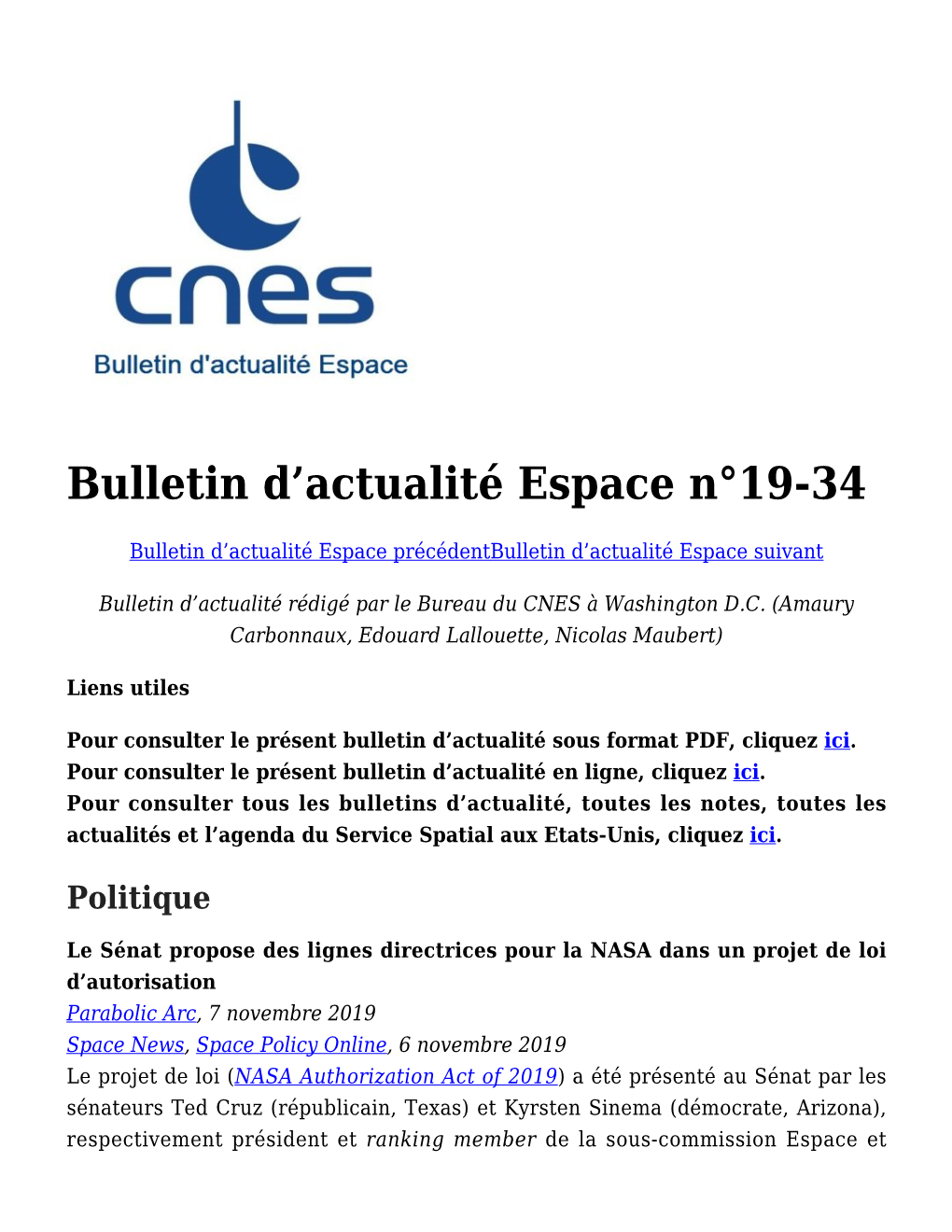 Actualité Espace N°19-34