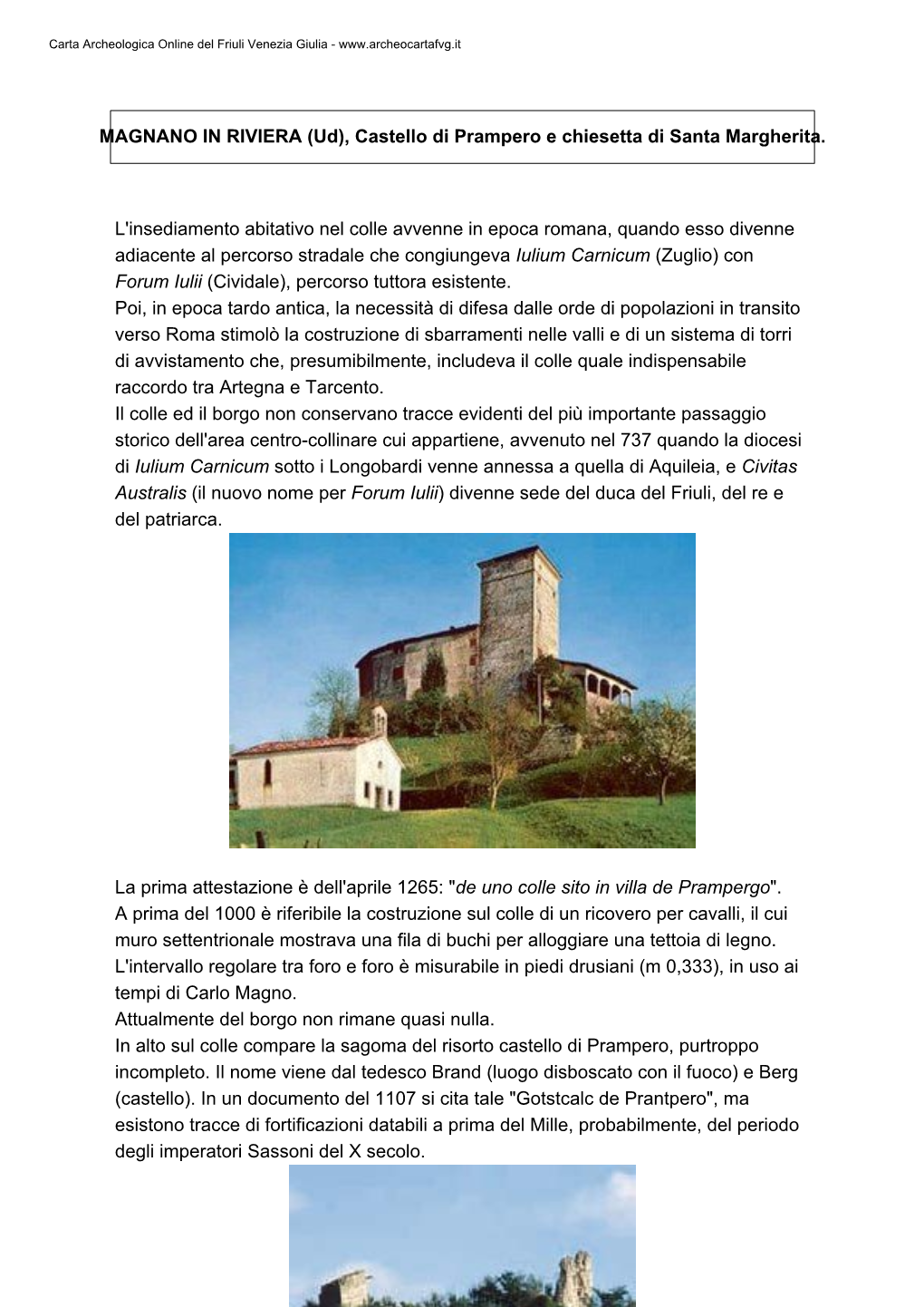 (Ud), Castello Di Prampero E Chiesetta Di Santa Margherita