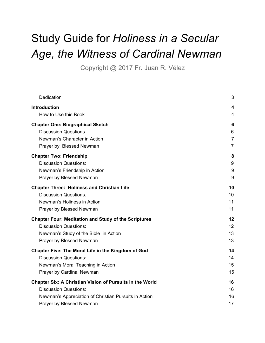 Study Guide for ​Holiness in a Secular Age, the Witness Of