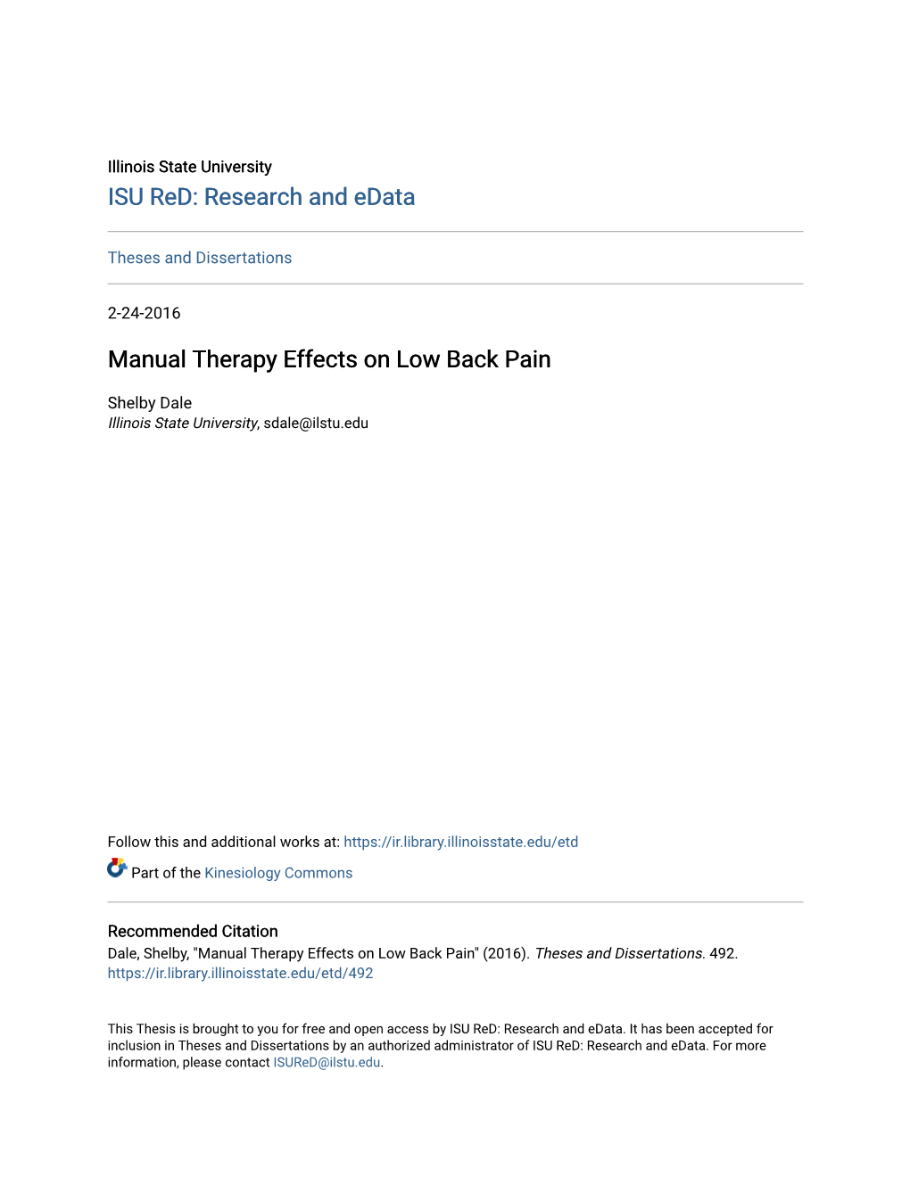 Manual Therapy Effects on Low Back Pain