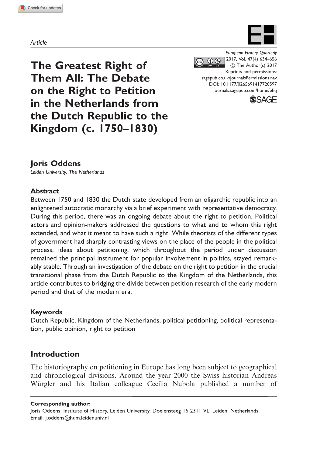 The Greatest Right of Them All: the Debate on the Right to Petition In