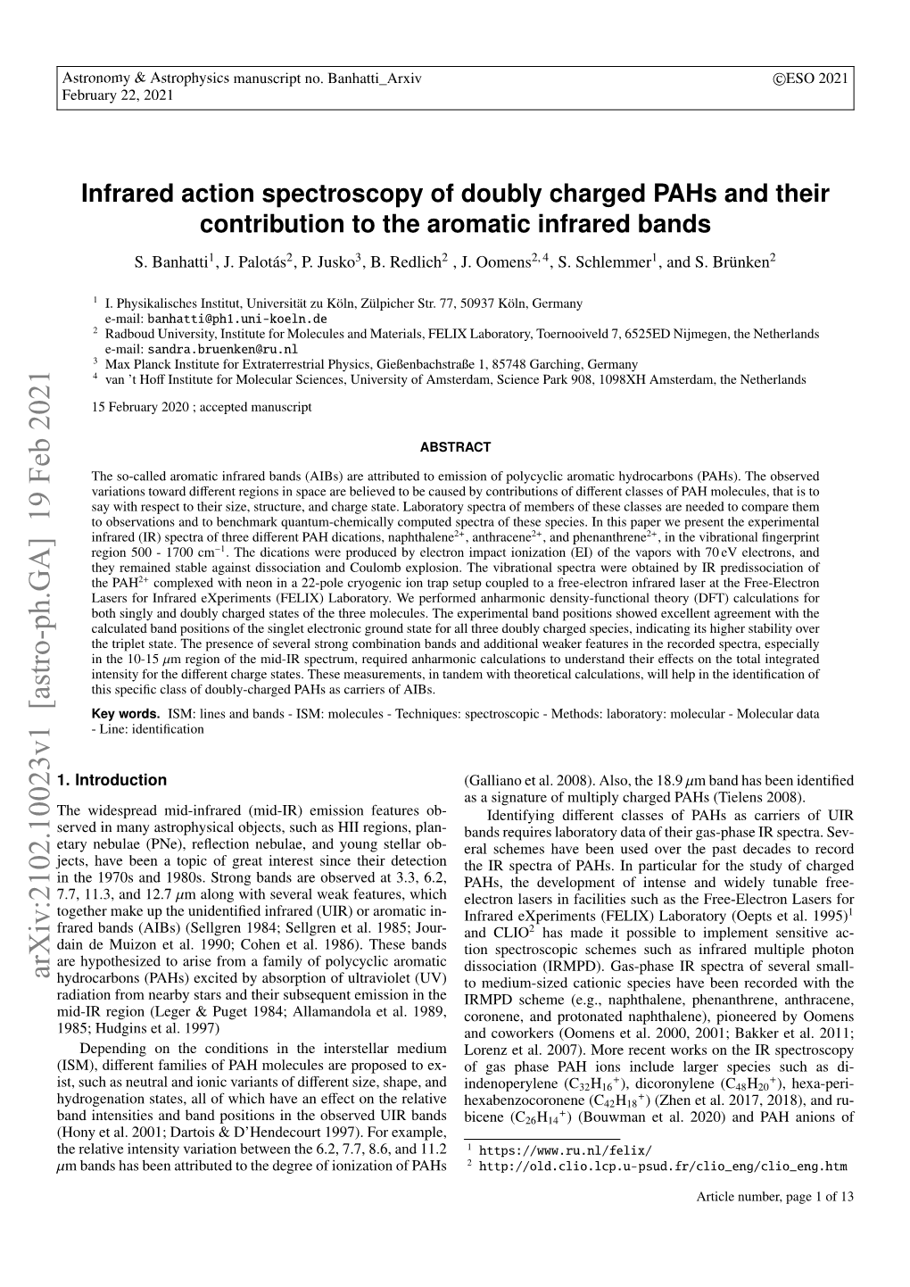 Infrared Action Spectroscopy of Doubly Charged Pahs and Their Contribution to the Aromatic Infrared Bands S