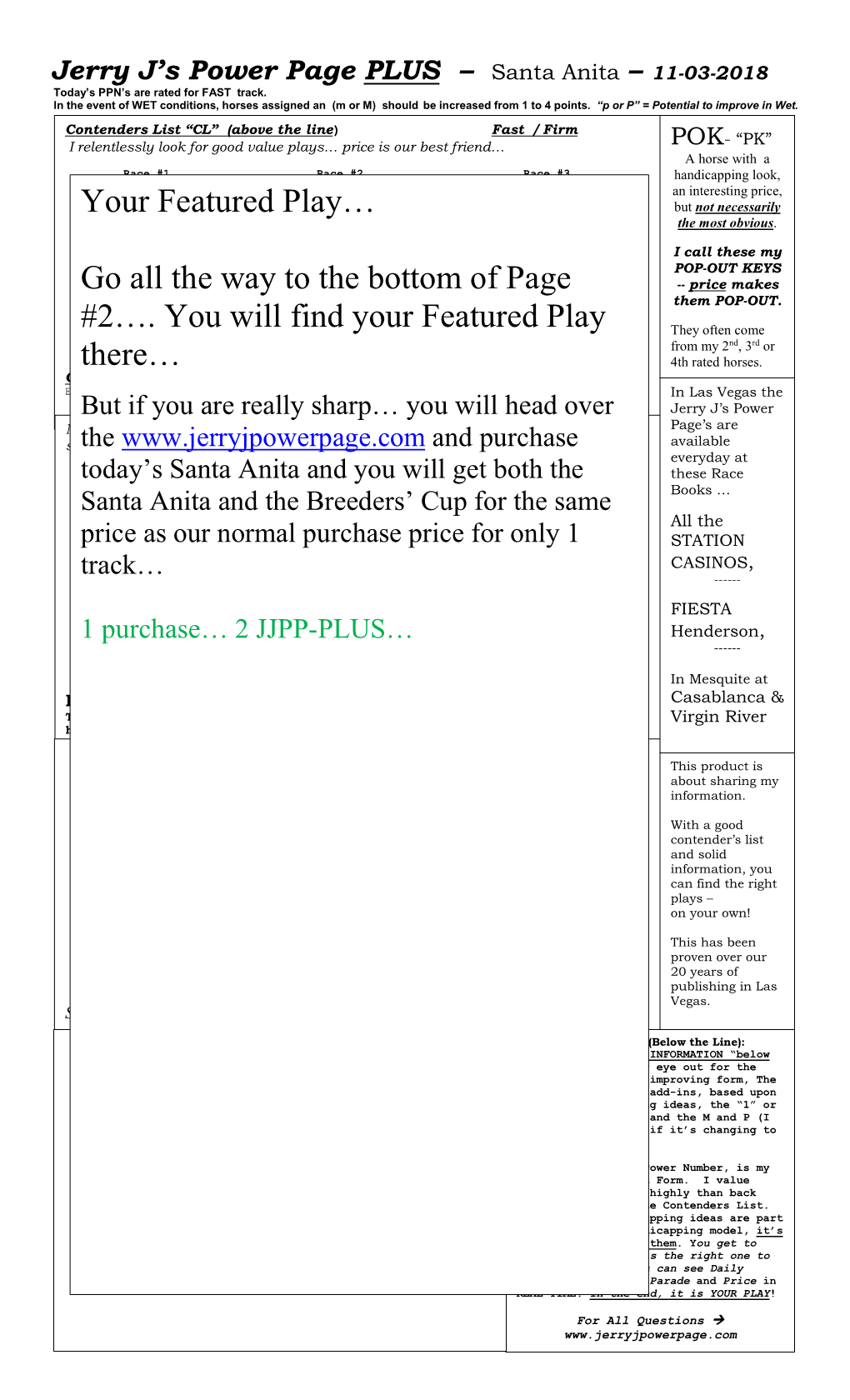 Your Featured Play… Go All the Way to the Bottom of Page #2…