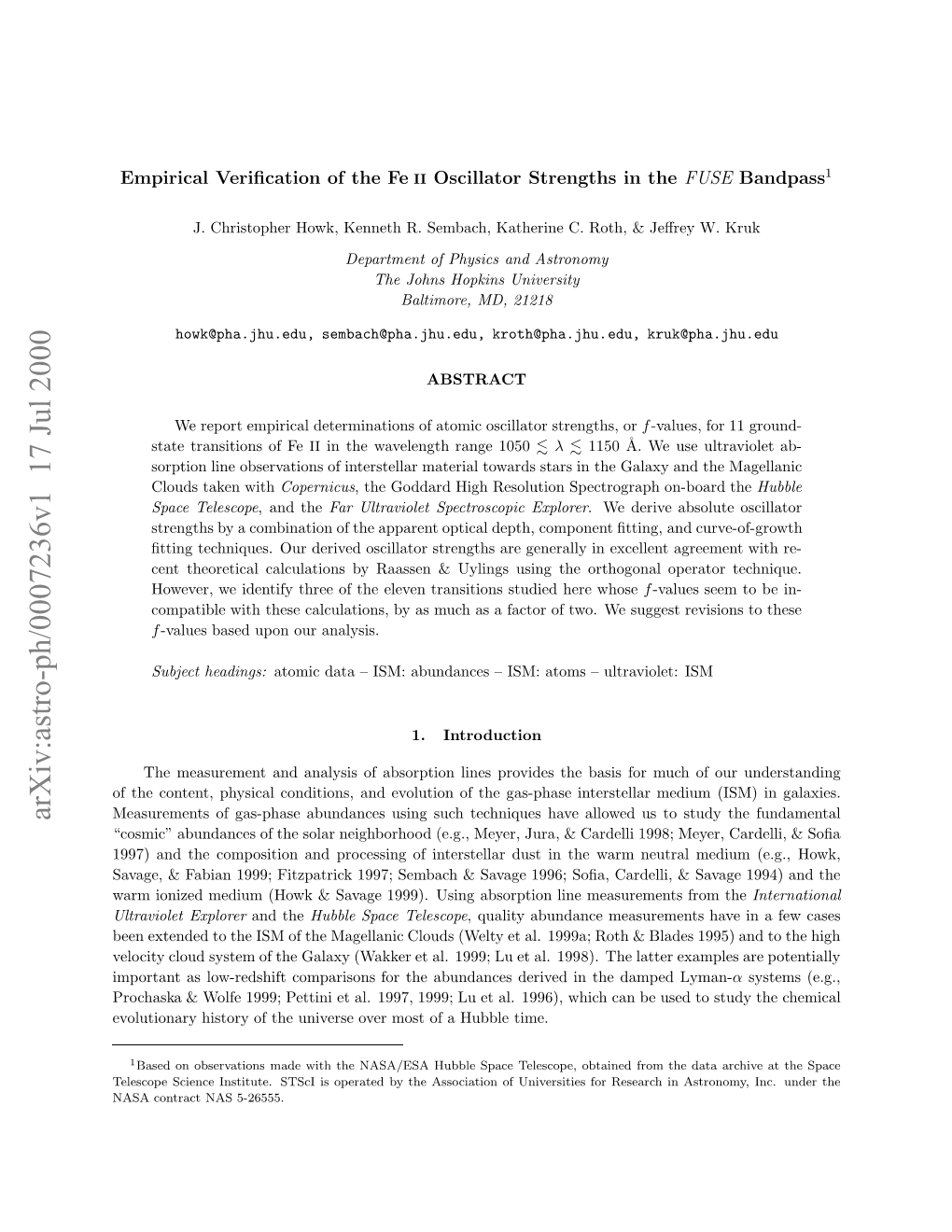Empirical Verification of the Fe II Oscillator Strengths in the FUSE