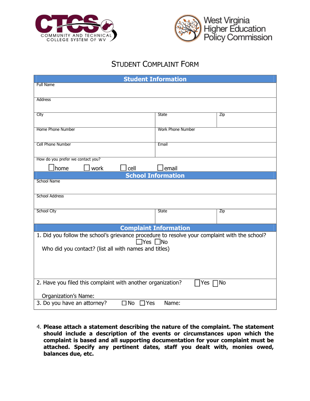 Student Complaint Form