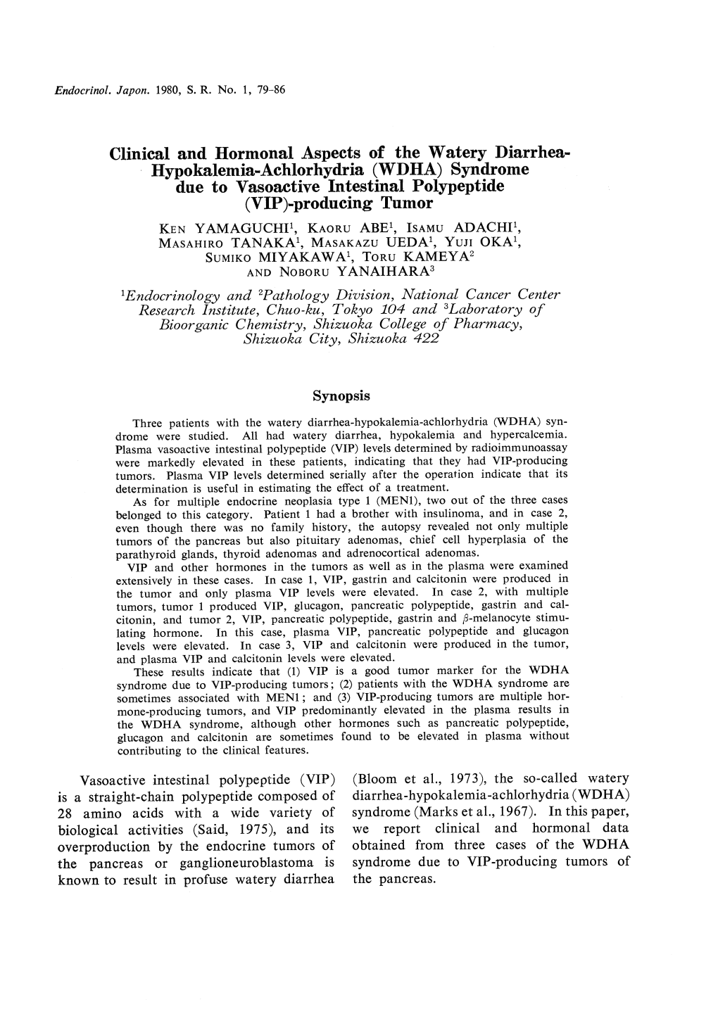 (WDHA) Syndrome Due to Vasoactive Intestinal Poly