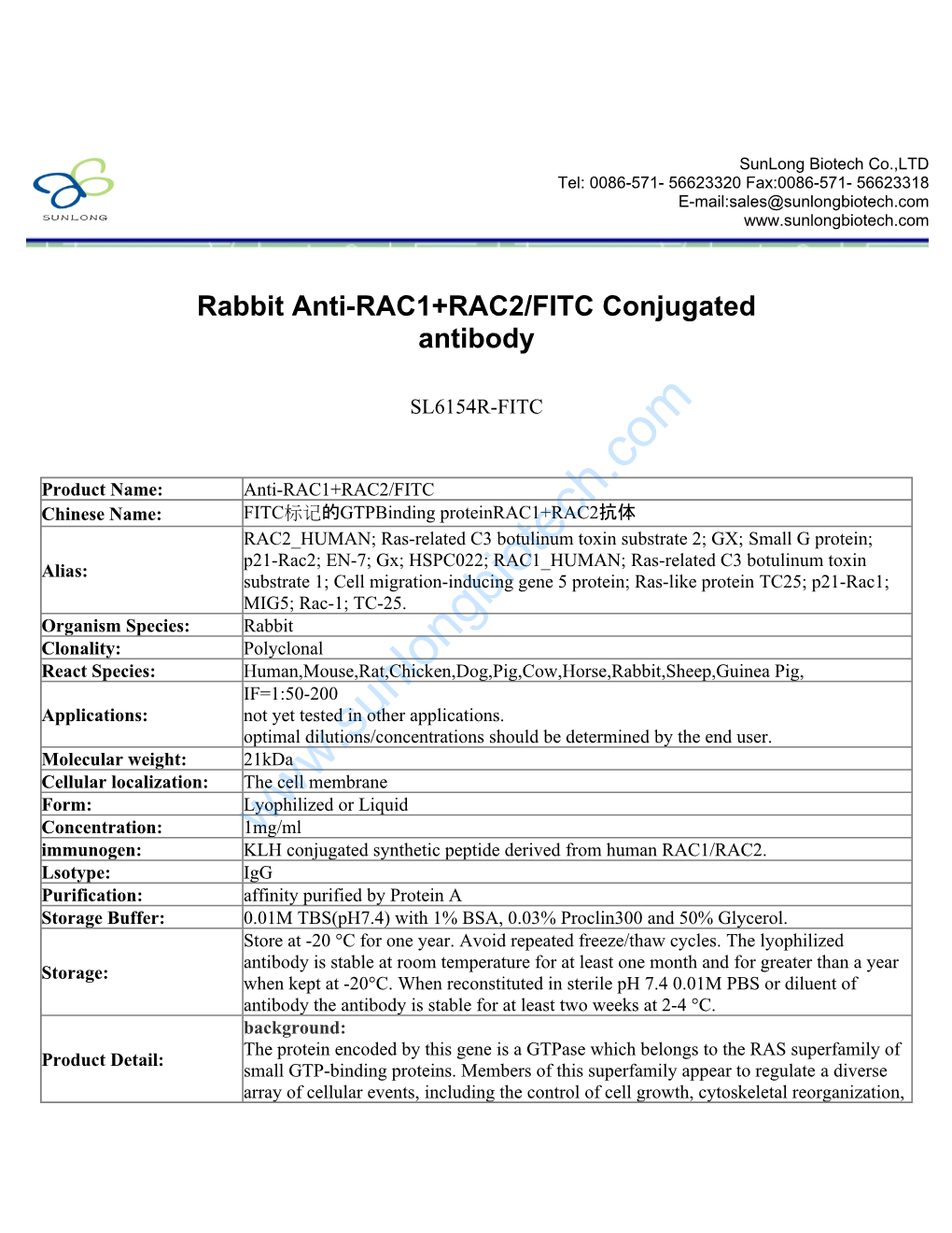 Rabbit Anti-RAC1+RAC2/FITC Conjugated Antibody