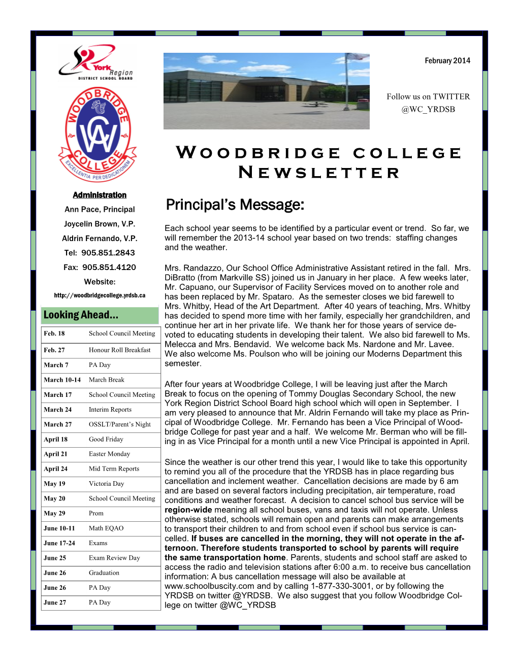 Woodbridge College Newsletter