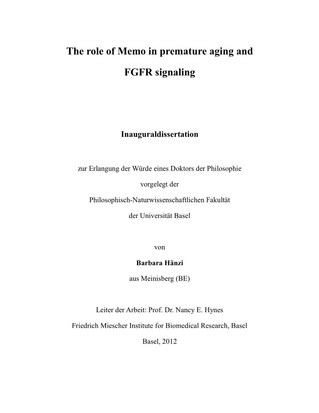 Memo and FGFR Pathway