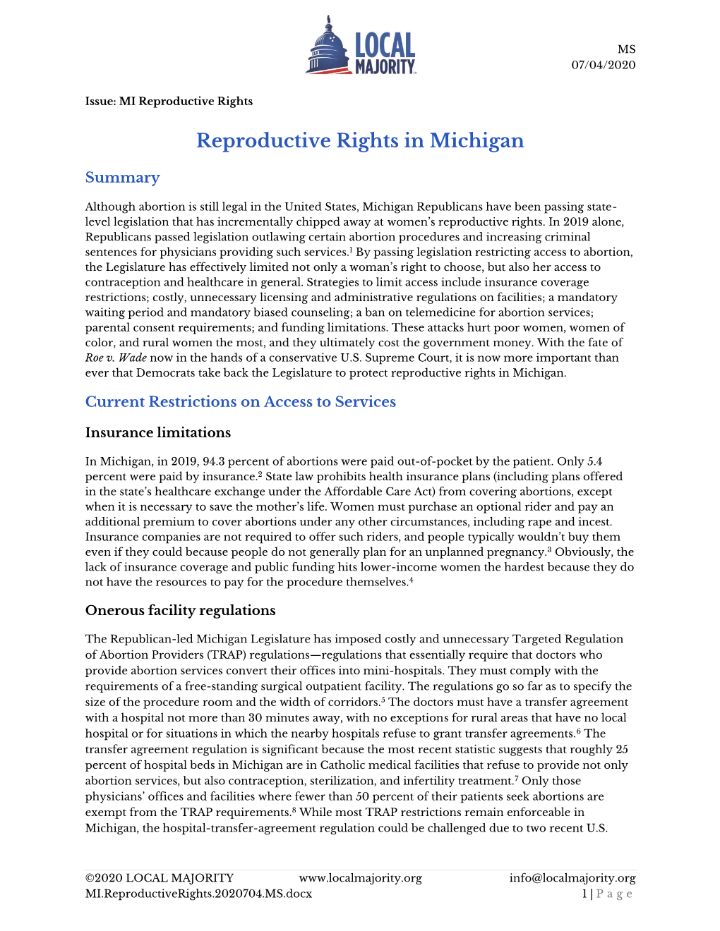 Reproductive Rights in Michigan